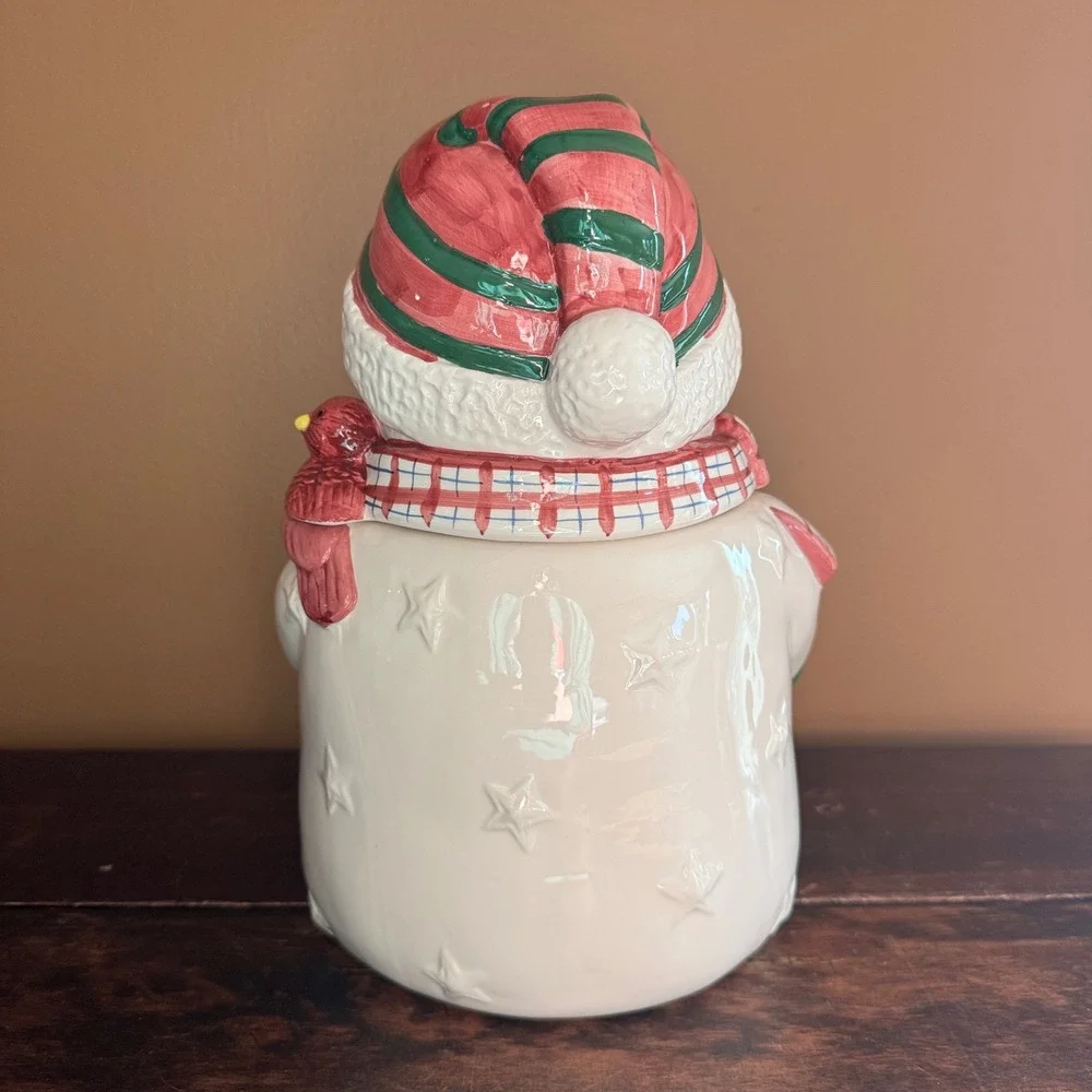 Snowman‎ Ceramic Cookie Jar Holiday Decor Kitchen Storage Container